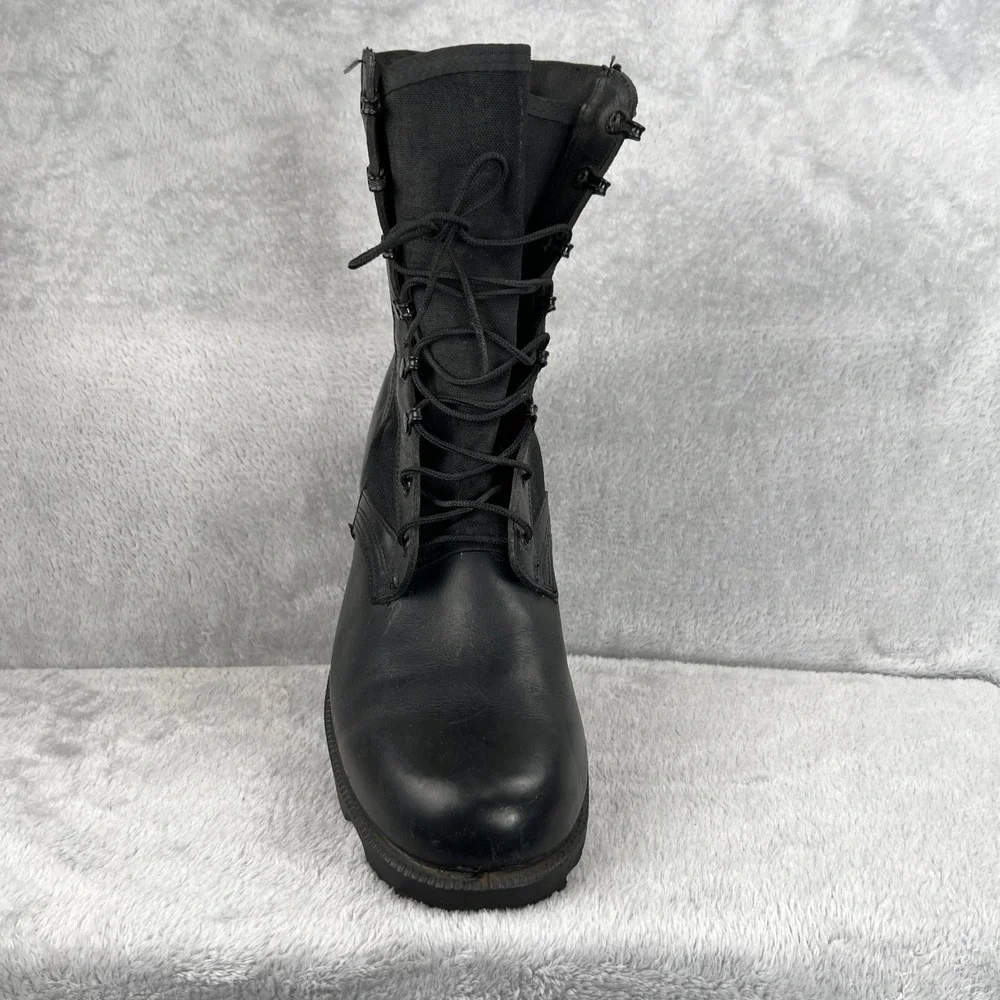 VTG 1997 US Military Combat Boots 12W Black Leather Canvas Lug Sole Mens